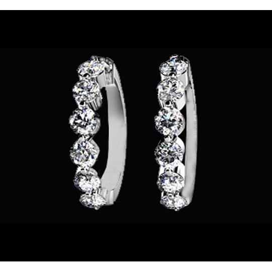 Ladies brilliant Diamonds Hoop Earrings Lady Jewelry Solid White Gold 
