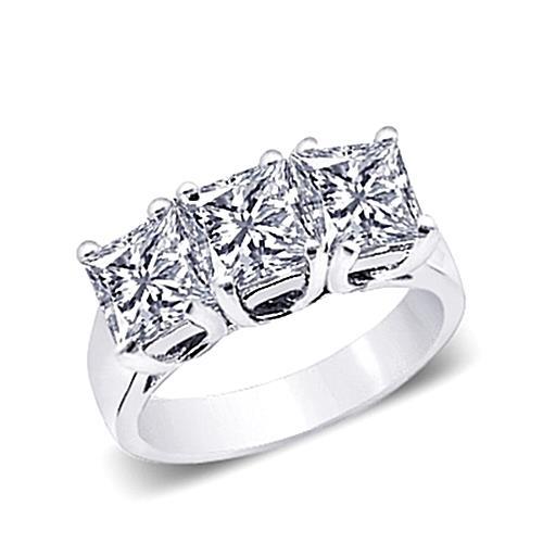 3 Carat Diamonds Three Stone Ring Lady Men Solid White Gold Three Stone Ring