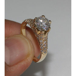 3 Carat Diamond Yellow Gold Ring Solitaire With Accents