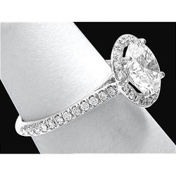 Natural  3 Carat Halo Diamond Ring White Gold 14K Engagement Ring