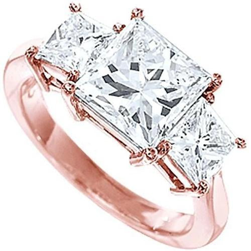 3 Carat F Vs2 Princess Cut Diamond Engagement Three Stone Ring Three Stone Ring