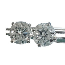 3 Carats Diamond Pair Round Stud Solitaire Earrings White Gold