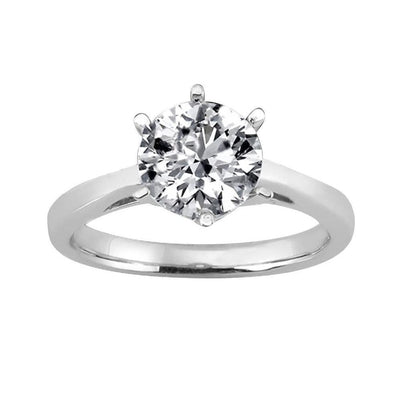 round  Diamond Solitaire Engagement Ring Cathedral Setting White Gold Solitaire Ring
