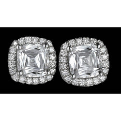 3 Carat Halo Diamond Stud Earrings White Gold 14K