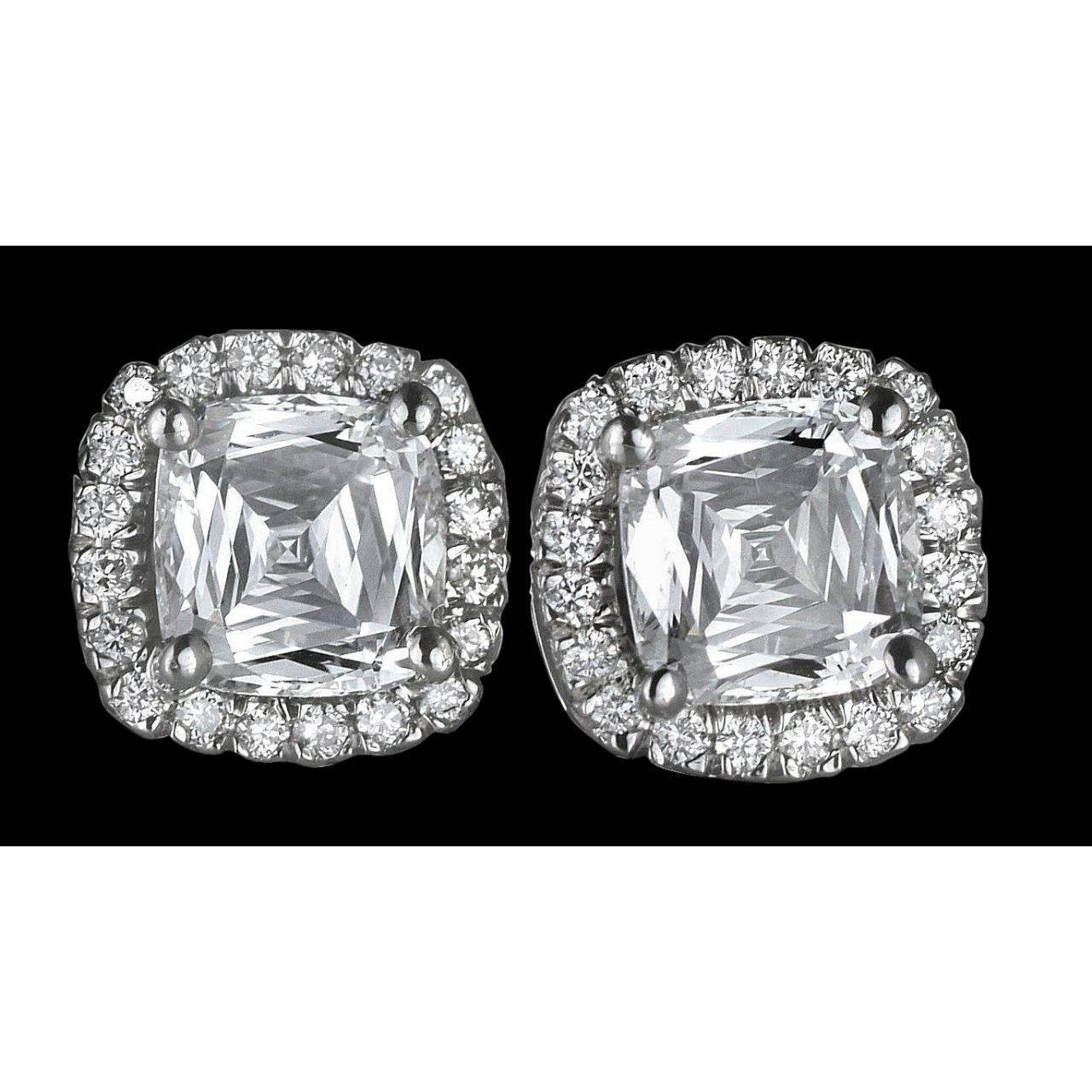 Halo Diamond Stud Earrings Pair Natural Diamond Halo Stud Earrings