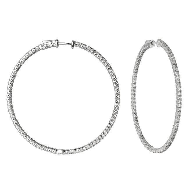 3 Carat Round Brilliant Diamond Hoop Pair Earring Solid Gold 14K New Hoop Earrings
