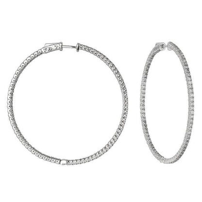 3 Carat Round Brilliant Diamond Hoop Pair Earring Solid Gold 14K New Hoop Earrings