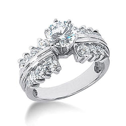 3 Carats Round Antique Style Diamond Anniversary Ring White Gold 14k