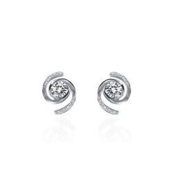 3 Carats Circle Shape Stud Earrings Round Cut Diamonds White Gold