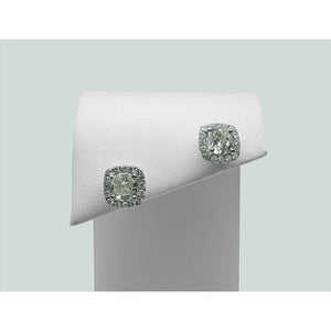  Cushion Cut Halo Diamond Stud Earring Lady White Gold Jewelry Halo Stud Earrings