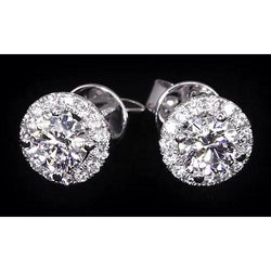2.32 Carats Diamond Halo Studs Earrings
