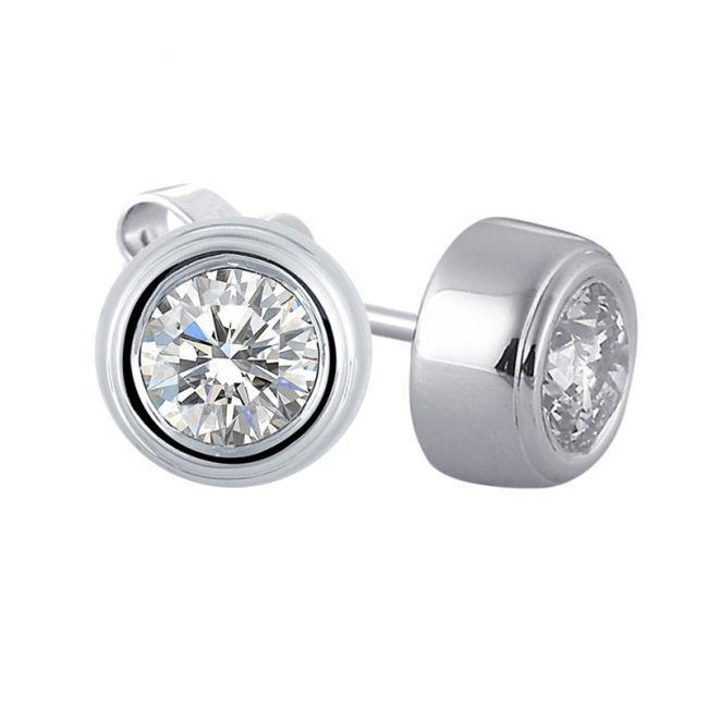 Lady’s White Gold Round Anniversary Stud Earrings