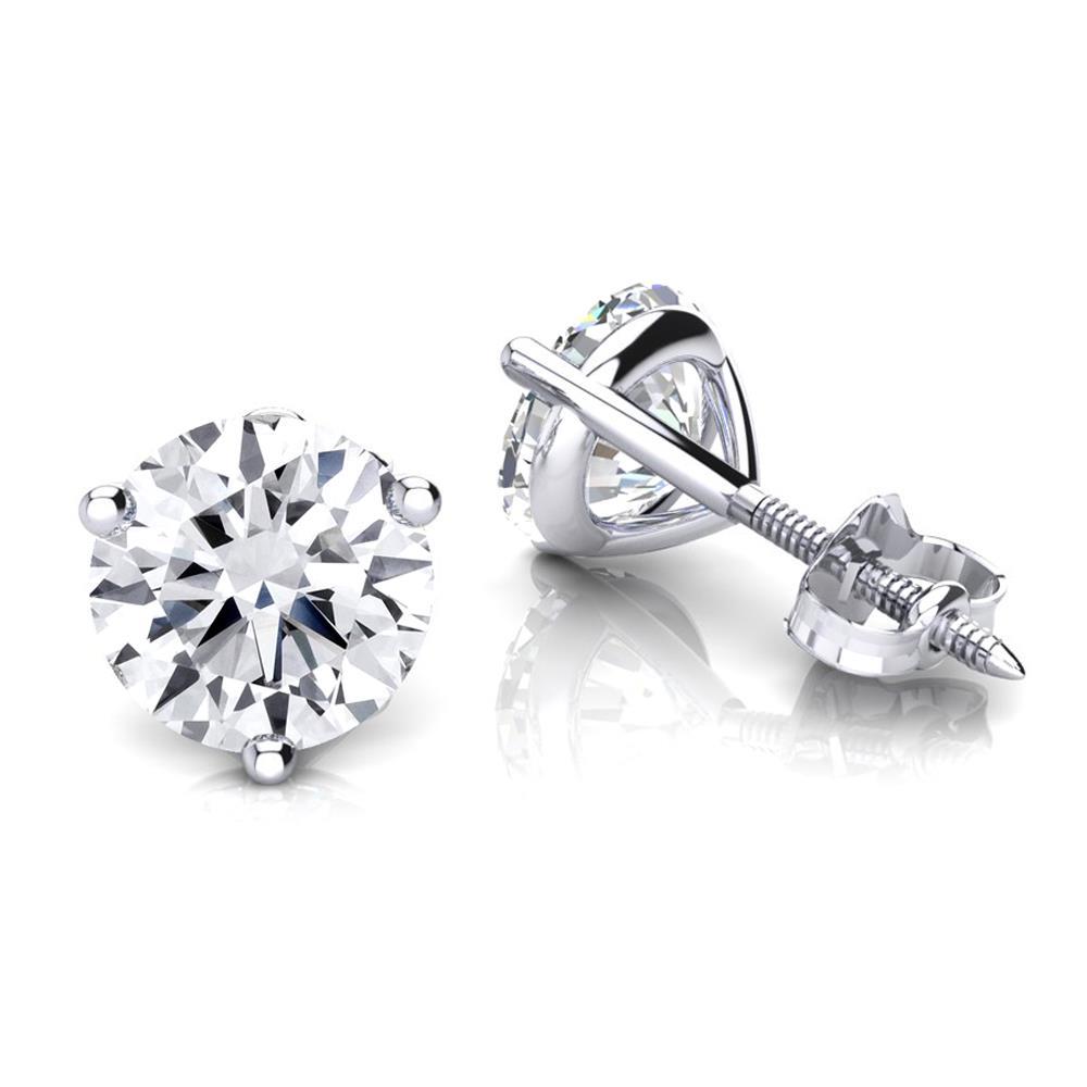  Diamonds Women Lady’s White Gold Round Anniversary Stud Earrings