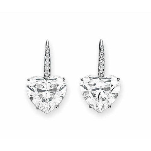 3 Carats Heart And Round Diamond Earring Gold Women Jewelry Drop Earrings