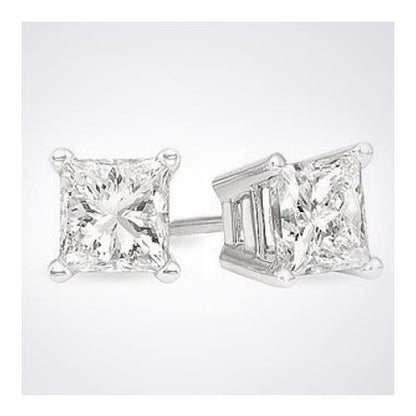 Princess Cut Diamond Lady’s White Gold Round Anniversary Stud Earrings