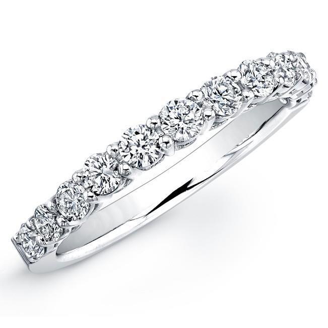 3 Carats Prong Set Round Diamond Wedding Band White Gold 14K Half Eternity Band