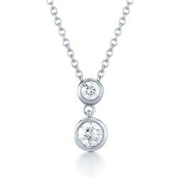 3 Carats Round Genuine Lab Grown Diamond Pendant Bezel Set Dog Ear Solid White Gold 14K GIA Certified