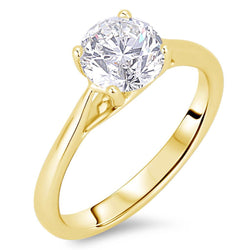 3 Carats Round Cut Solitaire Natural Earth Mined Diamond Wedding Ring Yellow Gold 14K