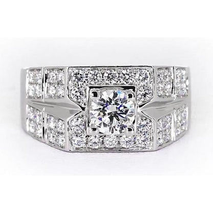 3 Carats Round Diamond Anniversary Mens Ring White Gold 14K Mens Ring