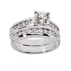 3 Carats Round Diamond Engagement Ring Set