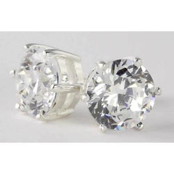 3 Carats Round Diamond Stud Earrings White Gold 14K