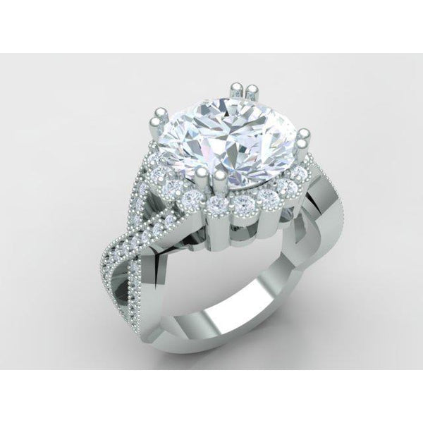 3 Carats Round Diamond Wedding Ring White Gold Fine Jewelry Anniversary Ring