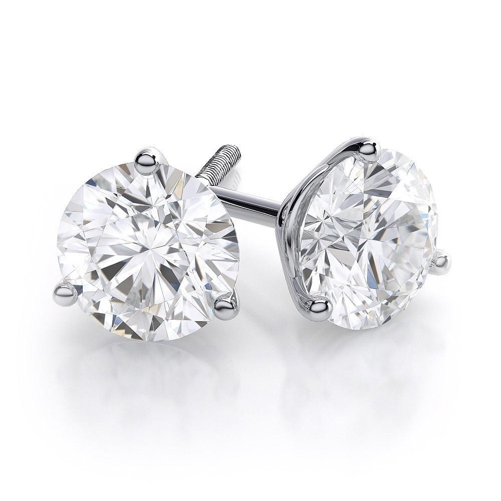 New  Round Prong Set Diamond Earring Stud White Gold Lady Jewelry Stud Earrings