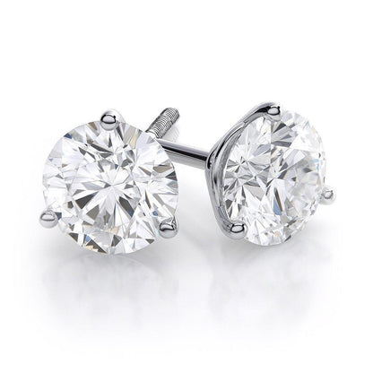 New  Round Prong Set Diamond Earring Stud White Gold Lady Jewelry Stud Earrings