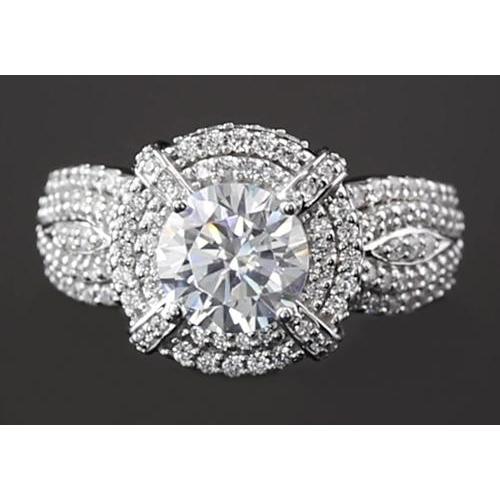 3 Carats Vintage Look Anniversary Ring Round Diamond
