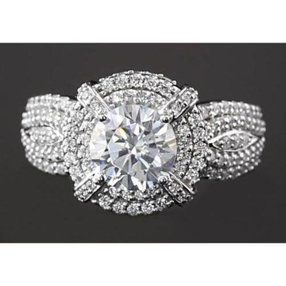 3 Carats Vintage Look Anniversary Ring Round Diamond