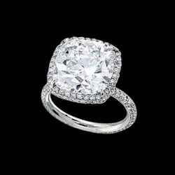 Natural  3 Ct. Cushion & Round Diamonds Halo Engagement Ring New