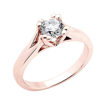 New  F Vs1 Round Diamond Solitaire Ring Pink Gold New Solitaire Ring