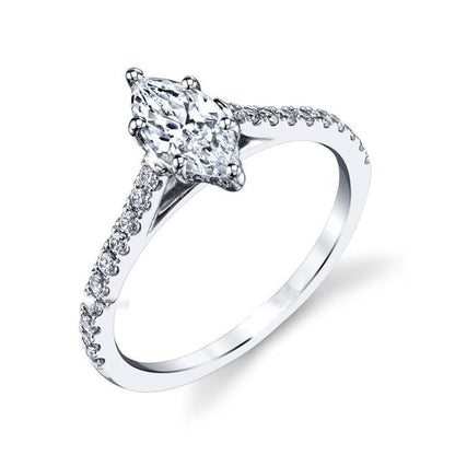 Marquise And Round Gorgeous Diamonds Engagement Solitaire Ring with Accents