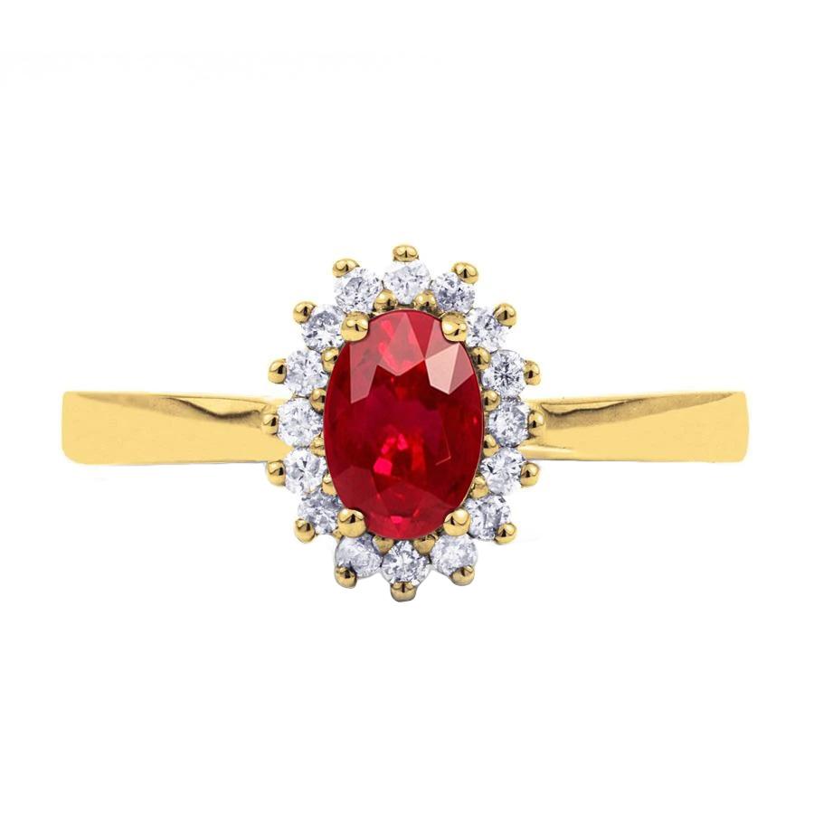    Lady’s Brilliant Oval Cut Red Ruby And Round Diamond Ring White Gold Jewelry Gemstone Ring