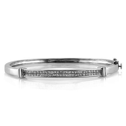 3 Ct Princess Cut Diamond Bangle 14K White Gold Bangle