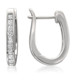 3 Ct Princess Cut Genuine Natural Earth Mined Diamond Hoop Earring 14K White Gold