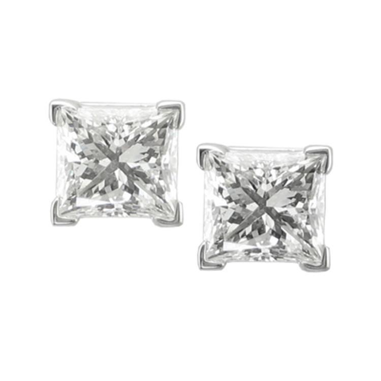 3 Ct Princess Cut Diamond Stud Earring 14K White Gold Stud Earrings
