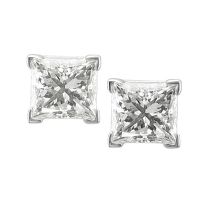 3 Ct Princess Cut Diamond Stud Earring 14K White Gold Stud Earrings