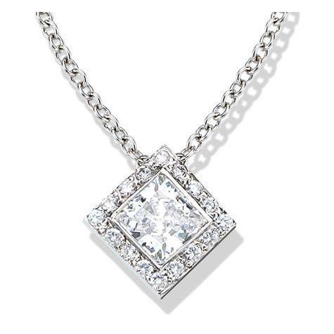 3 Ct Round And Princess Cut Diamond Pendant Pendant