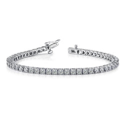 3 Ct Round Brilliant Cut Natural Earth Mined Diamond Tennis Bracelet White Gold Jewelry