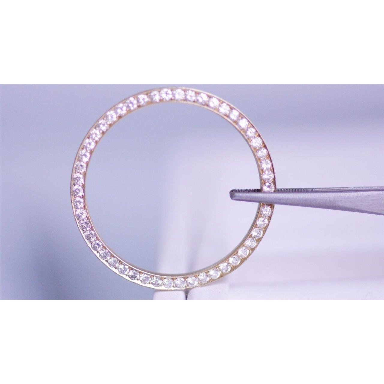 3 Ct Round Custom Diamond Bezel To Fit Rolex Date 34Mm Watch Watch Bezel