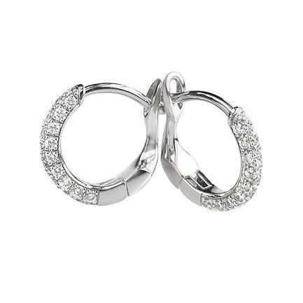Ladies Round Cut Diamond Hoop Earring  White Gold Hoop Earrings
