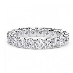 3 Carats Round Cut Natural Earth Mined Diamond Wedding Band 14K White Gold
