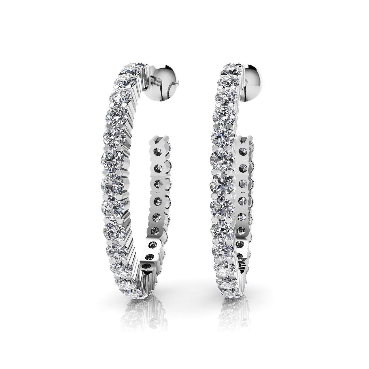 New Amazing Ladies  Round Cut Diamonds Row Hoop Women Earrings New
