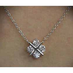3 Ct Round Diamond Cross Style Lady Necklace Pendant White Gold 14K