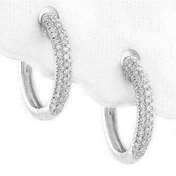 3 Ct Round Diamond Women Hoop Earring 14K White Gold Hoop Earrings