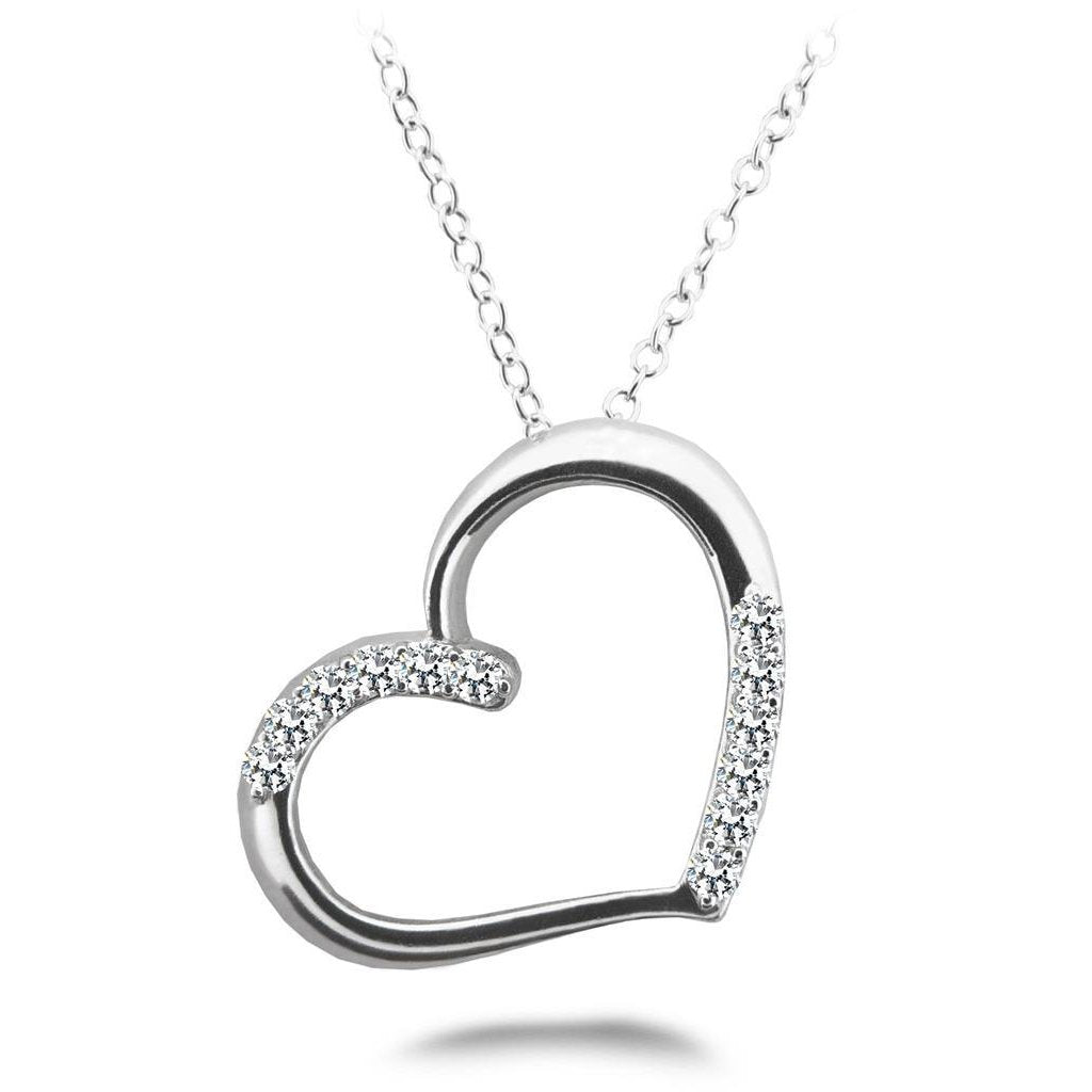3 Ct Sparkling Round Cut Diamonds Heart Pendant Necklace White Gold Pendant