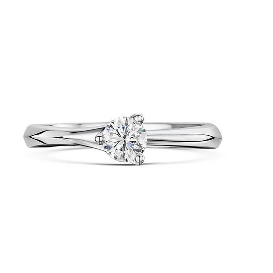 Fancy 3 Prong Set Solitaire Round Cut Diamond Ring White Gold Solitaire Ring