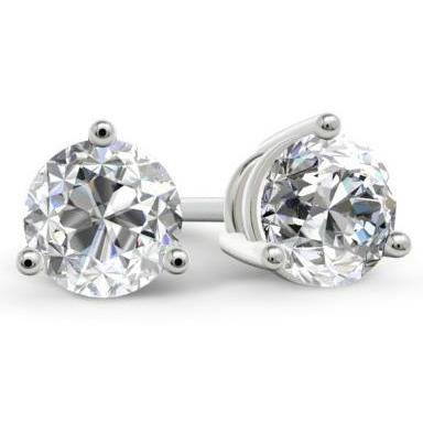  Prong Set Brilliant Cut Sparkling Unique Stud Earrings White Gold Diamond