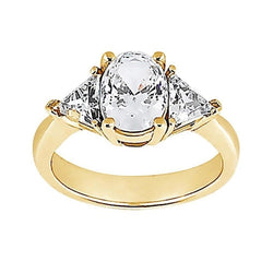 3 Stone 2.71 Ct. Big Diamond Yellow Gold Fancy Ring New